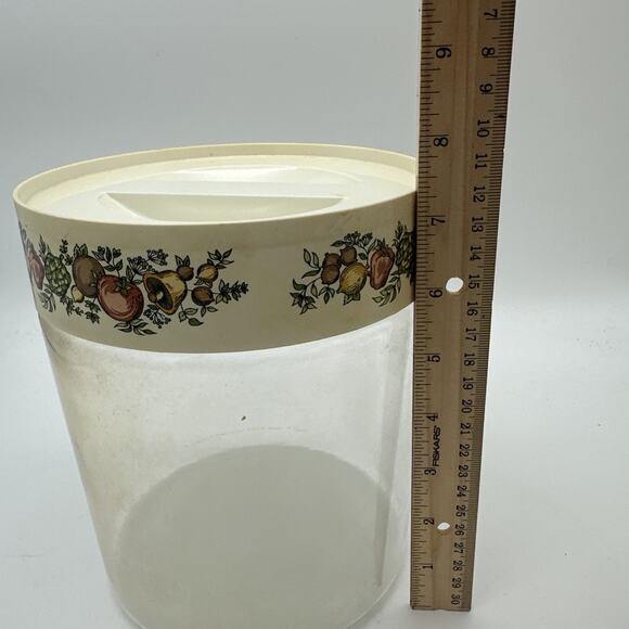 4 Vintage Pyrex Glass Canisters Set See 'n Store Jars Mushroom Veggies USA - Picture 3 of 12